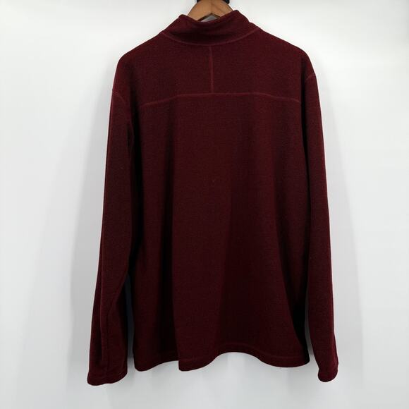 The North Face Pullover Mens 2XL XXL Burgundy Quarter Zip Fleece Embroidered - Picture 3 of 7